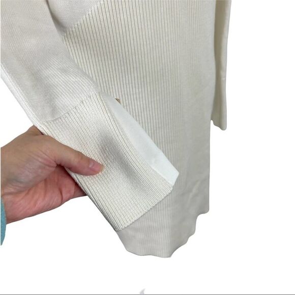 Athleta Mesa Hybrid Sweater Dress in Dove White Merino Wool Blend Style 38342 L - Picture 6 of 13